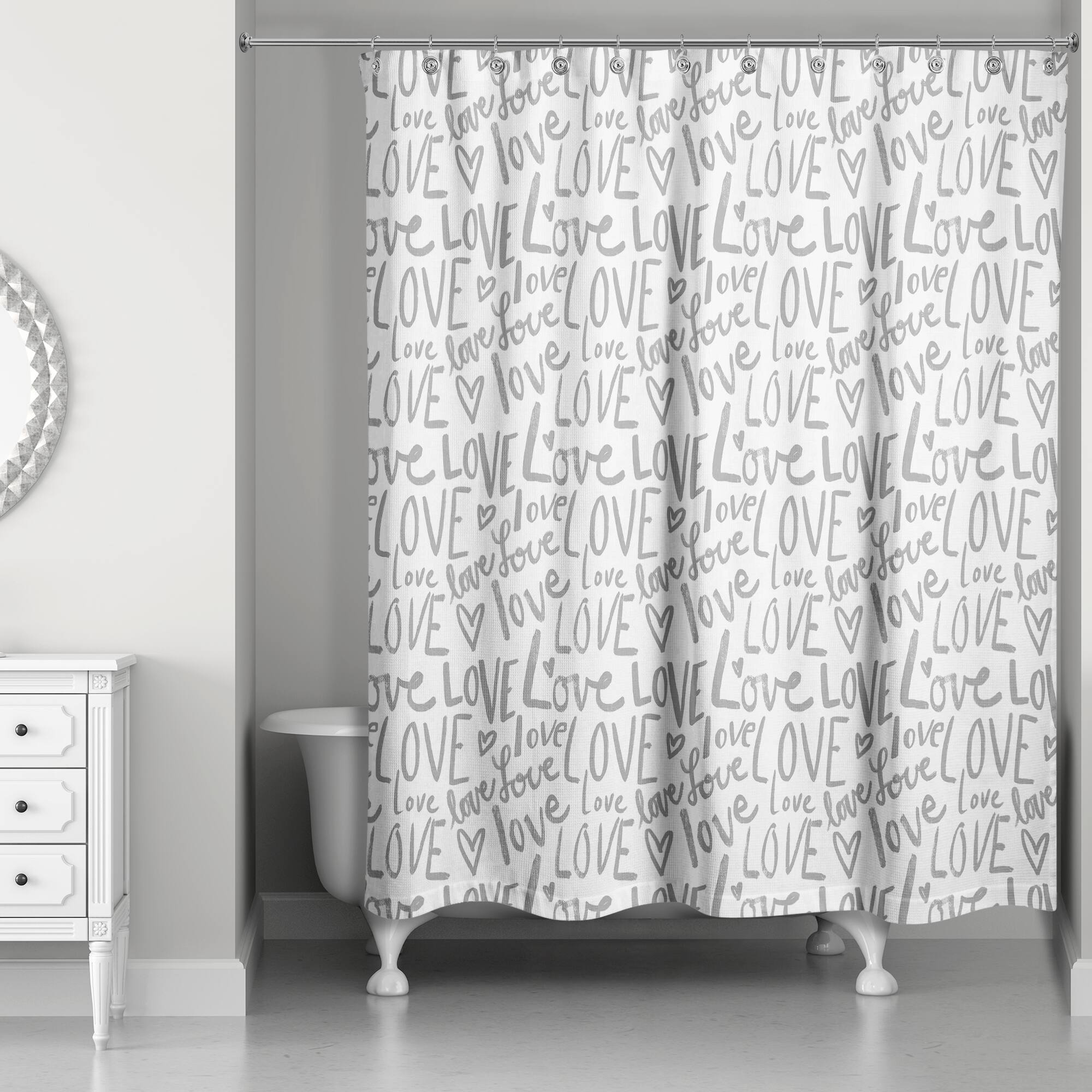 Love Typography 71" x 74" Shower Curtain